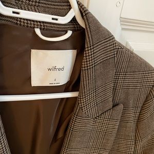 Aritzia Wilfred brown plaid blazer